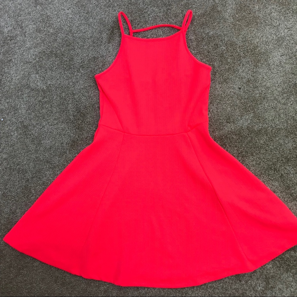 Fit and flare neon coral H&M dress